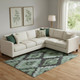 10' X 14' Green And Gray Ikat Washable Area Rug With UV Protection