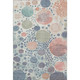 5' X 8' Denim Blue Peach And Ivory Geometric Washable Area Rug With UV Protection