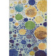 10' X 14' Navy Blue Yellow And Green Geometric Washable Area Rug With UV Protection