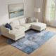 10' X 14' Blue And Gray Geometric Washable Area Rug With UV Protection
