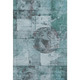 10' X 14' Teal And Gray Geometric Washable Area Rug With UV Protection