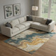 9' X 12' Linen Gray And Ivory Abstract Washable Area Rug With UV Protection