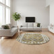 8' Brown And Ivory Tribal Washable Round Rug With UV Protection