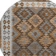 8' Copper And Ivory Tribal Washable Round Rug With UV Protection