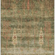5' X 8' Artichoke Green And Rust Floral Washable Area Rug With UV Protection