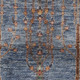8' Blue And Rust Floral Washable Round Rug With UV Protection