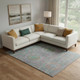 10' X 14' Teal And Blush Medallion Washable Area Rug With UV Protection