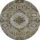 8' Khaki Ivory And Brown Diamond Washable Round Rug With UV Protection