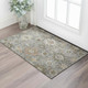 3' X 5' Pewter Copper And Beige Oriental Washable Area Rug With UV Protection