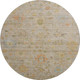 8' Beige Orange And Blue Floral Washable Round Rug With UV Protection