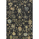 5' X 8' Black Gold And Blue Floral Washable Area Rug With UV Protection