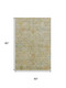 5' X 8' Khaki Gold And Blue Floral Washable Area Rug With UV Protection