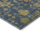 3' X 5' Navy Blue And Gold Floral Washable Area Rug With UV Protection