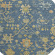 8' Navy Blue And Gold Floral Washable Round Rug With UV Protection