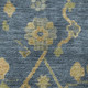10' X 14' Navy Blue And Gold Floral Washable Area Rug With UV Protection
