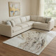 8' X 10' Beige Ivory And Taupe Abstract Washable Area Rug With UV Protection