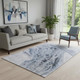 5' X 8' Blue Gray And Silver Abstract Washable Area Rug With UV Protection