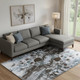 10' X 14' Chocolate Blue And Gray Abstract Washable Area Rug With UV Protection