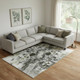 9' X 12' Pewter Black And Silver Abstract Washable Area Rug With UV Protection