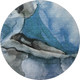 8' Blue Gray And Silver Abstract Washable Round Rug With UV Protection