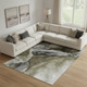 9' X 12' Gray Silver And Taupe Abstract Washable Area Rug With UV Protection