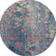 8' Teal Plum And Beige Abstract Washable Round Rug With UV Protection
