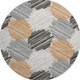 8' Copper Ivory And Gray Geometric Washable Round Rug With UV Protection