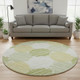 8' Green Ivory And Gray Geometric Washable Round Rug With UV Protection