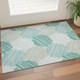 3' X 5' Teal Ivory And Gray Geometric Washable Area Rug With UV Protection