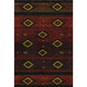 8' X 10' Red Black And Gold Tribal Washable Area Rug With UV Protection