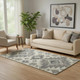 5' X 8' Beige Charcoal And Gray Tribal Washable Area Rug With UV Protection