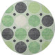 8' Green Ivory And Charcoal Geometric Washable Round Rug With UV Protection