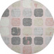 8' Blush Charcoal And Ivory Geometric Washable Round Rug With UV Protection