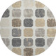 8' Ivory Beige And Gray Geometric Washable Round Rug With UV Protection
