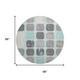 8' Teal Gray And Ivory Geometric Washable Round Rug With UV Protection