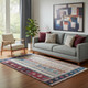 5' X 8' Navy Blue Merlot And Ivory Striped Washable Area Rug With UV Protection
