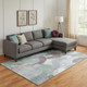 10' X 14' Pale Aqua Brown And Ivory Abstract Washable Area Rug With UV Protection