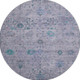 8' Lavender And Teal Oriental Washable Round Rug With UV Protection