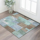 3' X 5' Brown Teal And Ivory Geometric Washable Area Rug With UV Protection