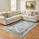 8' X 10' Blue Gray And Taupe Oriental Washable Area Rug With UV Protection