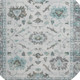 8' Teal Gray And Charcoal Oriental Washable Round Rug With UV Protection