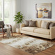 5' X 8' Ivory And Brown Striped Washable Area Rug With UV Protection