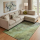 9' X 12' Green And Charcoal Abstract Washable Area Rug With UV Protection