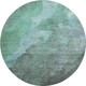 8' Teal And Charcoal Abstract Washable Round Rug With UV Protection