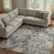 9' X 12' Linen Green And Blue Abstract Washable Area Rug With UV Protection