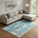 10' X 14' Teal And Khaki Striped Washable Area Rug With UV Protection
