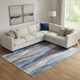 10' X 14' Denim Blue Purple And Beige Abstract Washable Area Rug With UV Protection