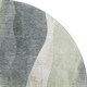 8' Fern Green Beige And Gray Abstract Washable Round Rug With UV Protection