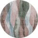 8' Salmon Blue And Mauve Abstract Washable Round Rug With UV Protection