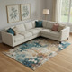 9' X 12' Beige Copper And Blue Abstract Washable Area Rug With UV Protection
